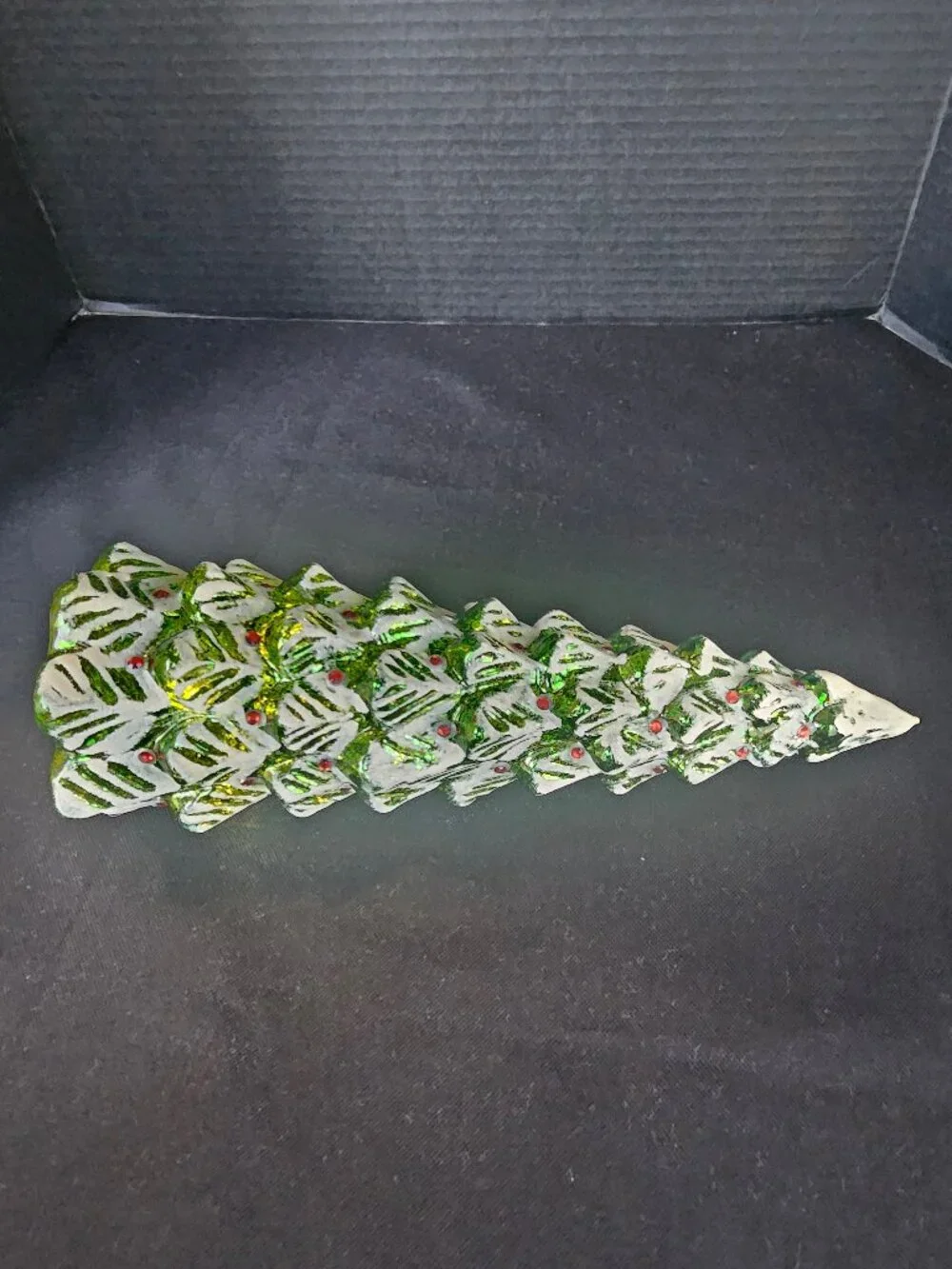 Pier One Imports Green Glass Christmas Tree Light Up 12